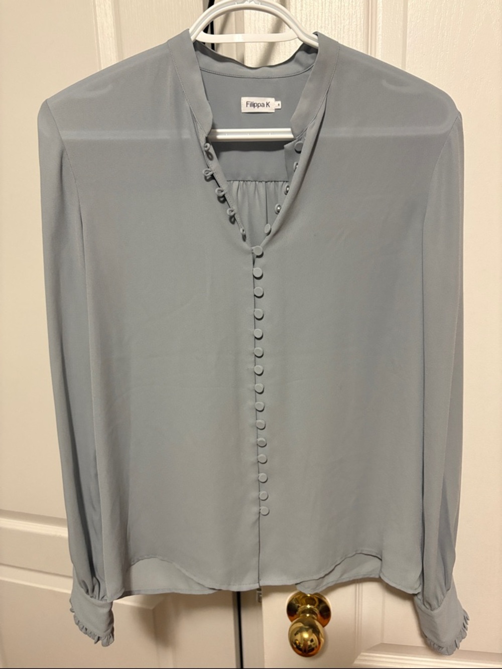 Women's Light Blue Button-Front Blouse